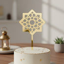 Shiny Gold Plastic Islamic Geometric Gold Cake Topper