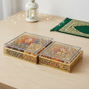 Set of 2 Golden symmetrical Floral  Storage Boxes(2322-6AB)