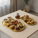 Set of 2 Luxurious Gold Wooden Oval Serving Trays (2408205)