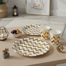 Gold Metallic Chevron Pattern Paper Plates & Cups