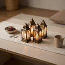 Antique Copper Square Plastic & Mirrored Glass LED Lantern For Ramadan & Eid
