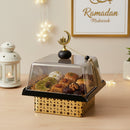 Black Square Decorative Serving Tray With Dome & Silver Base (24803-2)