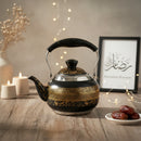 Black Gold & White Gold Round Calligraphy Marble Print Teapot -2L