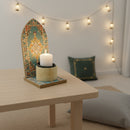 Teal Ottoman Print Wooden Minaret Candle/Bakhoor Stand For Eid & Ramadan