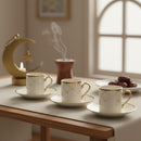 Set of 6 Golden Dotted Elegance Design Cups & Saucers Set (HS-19008-2)