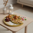 Gold Marble Effect Wooden Crescent Moon & Star Eid/Ramadan Food Serving Tray(757-13)