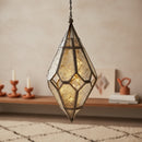 Medium Diamond Zinc Finish Metal Tea Light Candle Hanging Lantern (02916)