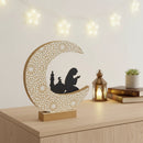Wooden Crescent Moon & Praying Woman Silhouette Table Centre Decoration