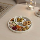 Wooden Round Star Mirrored Eid & Ramadan Food Serving Tray - White