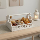 White Wooden Cut Out silhouette with Handle Tray