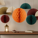 Orange Paper Hanging Honeycomb Decoration