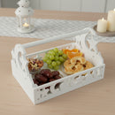 White Wooden Cut Out silhouette with Handle Tray