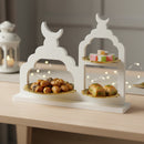 White and Gold Crescent Moon Serving Stand 