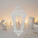 White Wooden Crosshatch Ramadan / Eid Lantern Hanging Decorations