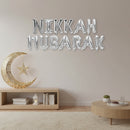 Silver 'Nikkah Mubarak' Foil Letter Balloons