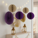 Purple Paper Hanging Honeycomb Sphere Balls Eid Party Decoration