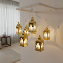 Gold Minaret Shaped Mirror Glass Mini Plastic Lantern For Ramadan & Eid