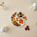 WHITE Wooden Crescent Moon Minaret Food Serving Tray With Mirror Base