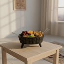 Black Bowl On 3 Feet With Ornate Gold Design - 2 Sizes Available