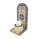 Blue Ottoman Print Wooden Minaret Candle/Bakhoor Stand For Eid & Ramadan