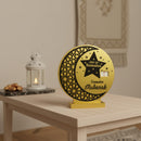 Large Metallic Gold & Black Round Shape Wooden Ramadan Countdown Calendar Stand