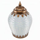 White Iridescent Glass LED Lantern