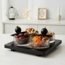 Black Solid Wood Tray with Glass Snack Jars (7712-11)