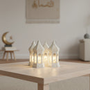 White Mini Hexagon Plastic & Mirrored Glass LED Lantern For Ramadan & Eid