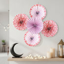 Set of 5 Pink Floral Eid & Ramadan Hanging Concertina Fans Decorations