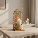 Green Ottoman Print Wooden Minaret Candle/Bakhoor Stand For Eid & Ramadan