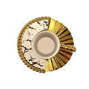 Set of 6 Golden Marble Cups & Fan Design Saucers (RS-6118)