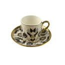 Set of 6 Geo Gold  Design Cups & Saucers Set (HS-19008-1)