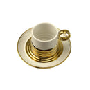 Set of 6 Ivory & Gold Ripple Design Cups & Saucers (XJ1016-A)