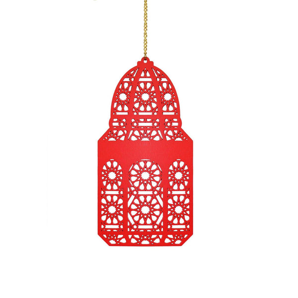 Red Geometric Pattern Wooden Ramadan / Eid Lantern Hanging Decorations