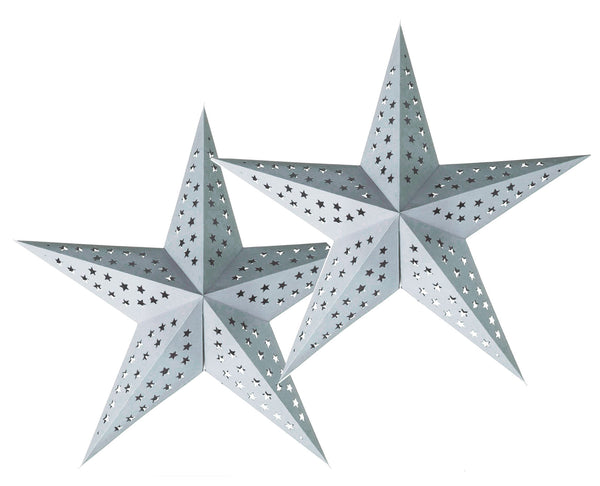 Pack of 2 Large Grey Paper Hanging Star Eid & Ramadan Decorations