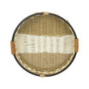 Handwoven Round Serving Trays with Faux Leather Handles – Rustic Design (YT24042-W)