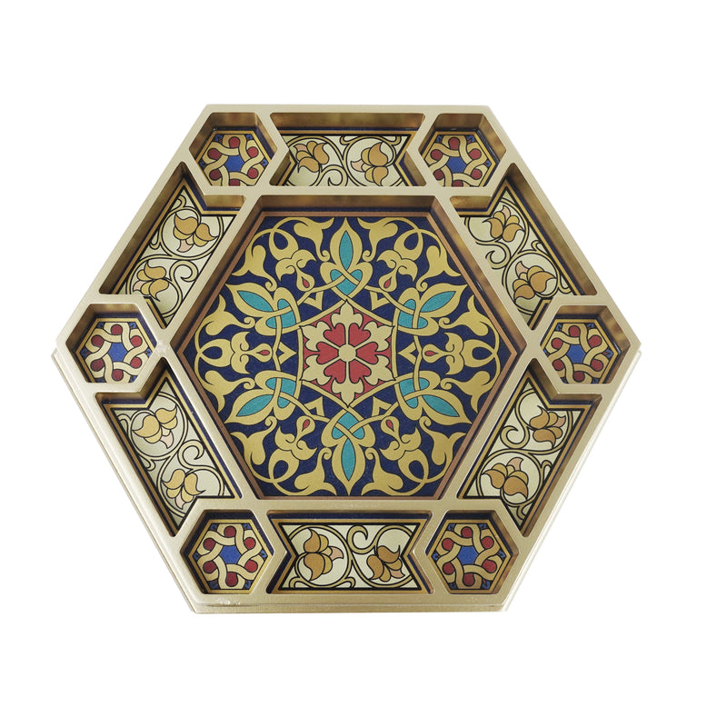 Mosaic Print Section Hexagonal Tray (2303-3G)