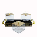 Black/Gold Serving Tray with 3-Compartments with Lids (2319-2)