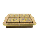 4-Piece Woven Snack Box Set with Golden Lattice Lids and Tray (0816-56)