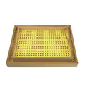 Set of 2 Natural Wooden Rattan Design Serving Trays (GS2251)