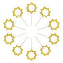 Large Gold Glitter 8-Point Star Cocktail Sticks (10 Pack)
