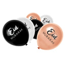 Black, Silver & Rose Gold Eid Mubarak Balloons (15 Pack)