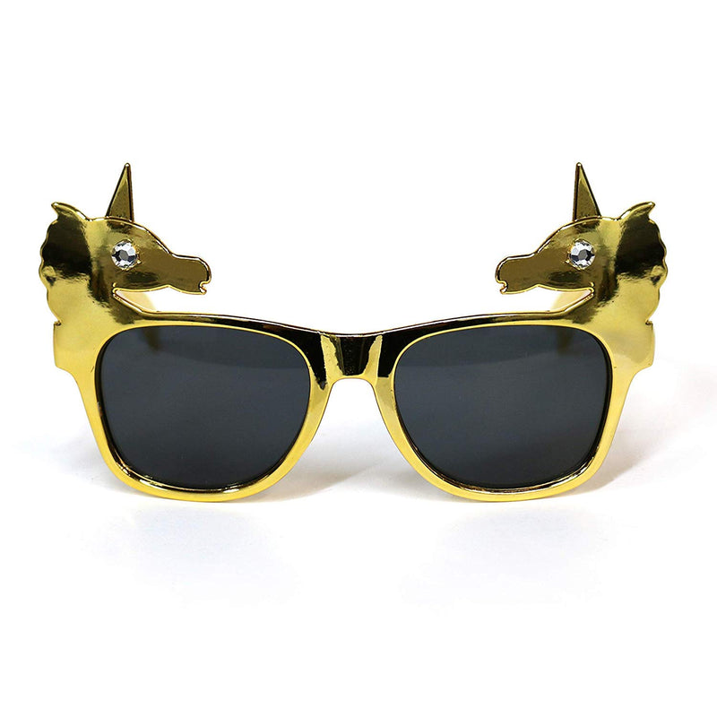 Gold Unicorn Novelty Fancy Dress Glasses