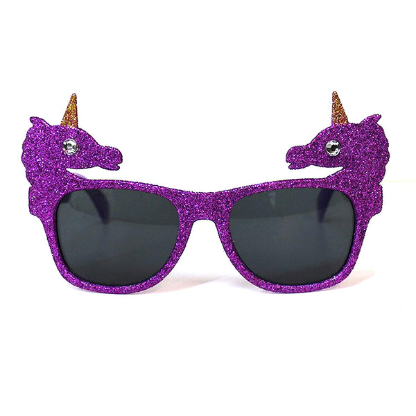 Purple Glitter Unicorn Novelty Fancy Dress Glasses