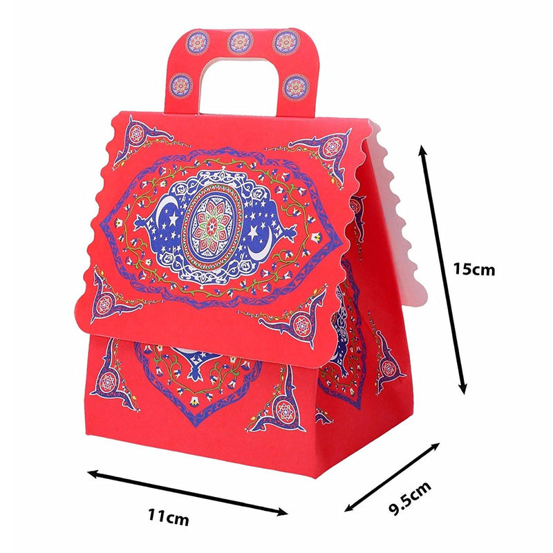 Pack of 12 Red Ornate Pattern Celebration Gift Favour Boxes
