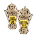 Set of 2 Wooden Shabby Chic Table / Hanging Lantern Decoration - Natural / Gold Lantern Cut Out