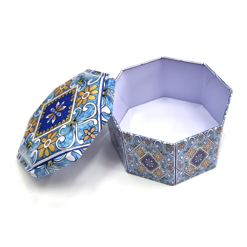 2pc Blue Ornate Tile Octagon Decorative Iftar Treat Tins