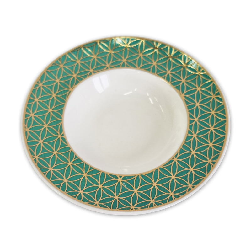 Set of 6 Ceramic Cups & Saucers - Mint Green & Gold Mosque Detailing (C22-6)