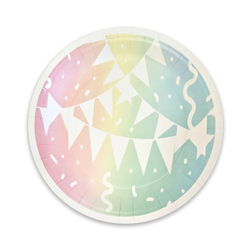 'Pastel Rainbow' Disposable Paper Plate & Cup Set