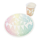 'Pastel Rainbow' Disposable Paper Plates & Cups